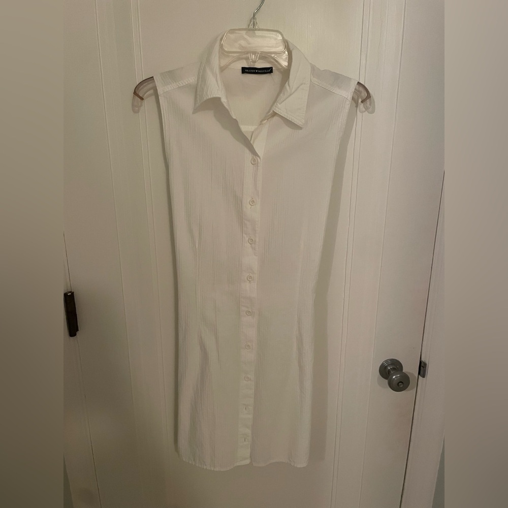 Brandy Melville Sleeveless White Button-Up Dress